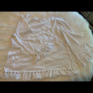 Lilla P White Tassel Sweater